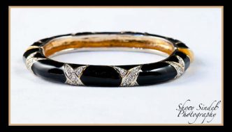 Black Enamel and Pave Rhinestones