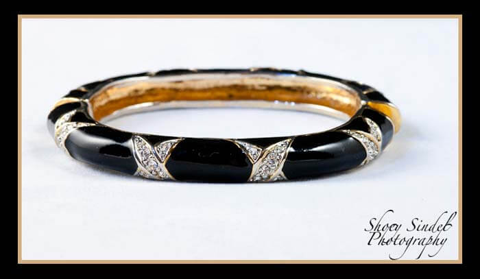 Black Enamel and Pave Rhinestones