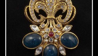 Navy Florentine Brooch