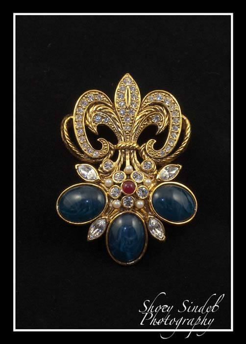 Navy Florentine Brooch