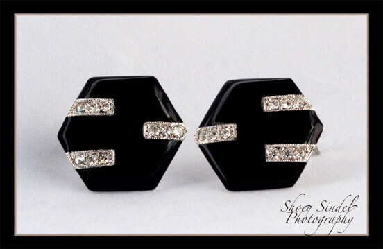 Black Enamel and Rhinestone Deco