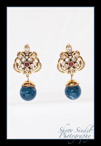 Navy Florentine Drop Earrings